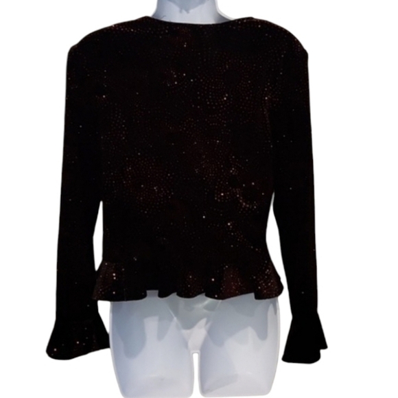 R & K Evening 2 Piece Set Dinner Jacket & Tank Red Metallic Sequin Top - Picture 6 of 11